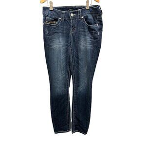 Seven7 Womens Distressed Denim Jeans Size 8 Classic Fit Cotton Blend Dark Wash